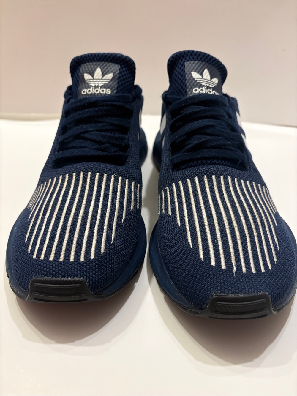 Adidas originales navy blue sneakers with white vertical stripes # originals
